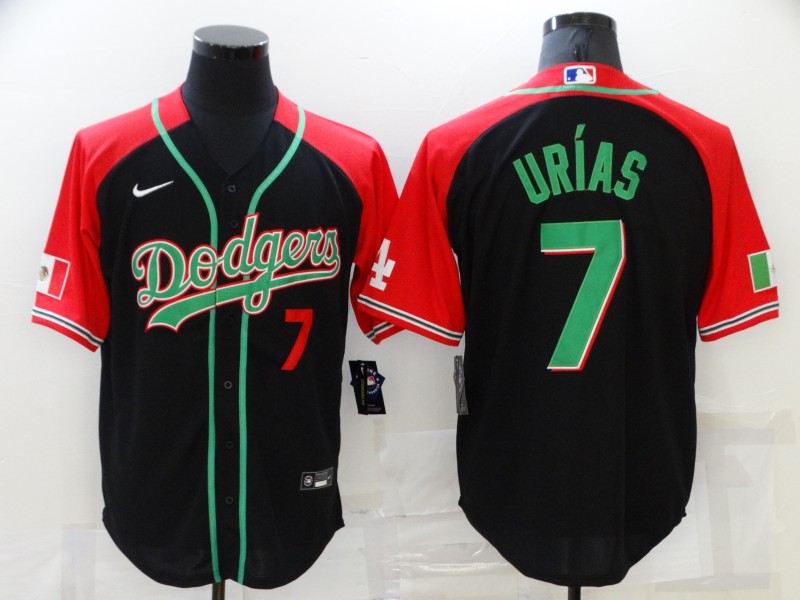 Men Los Angeles Dodgers 7 Urias black red Game Nike 2021 MLB Jersey